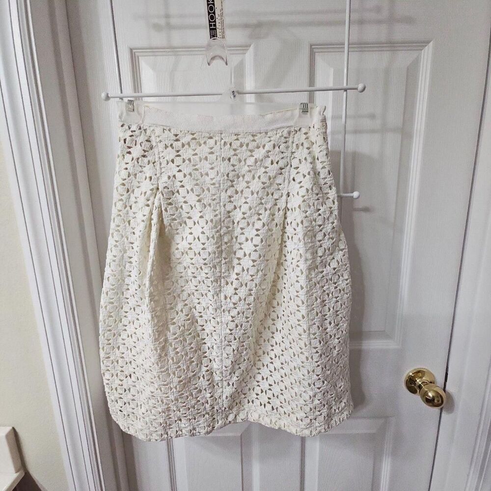 Tory Burch Skirt Size 2 Cotton Eyelet Crochet A-Line